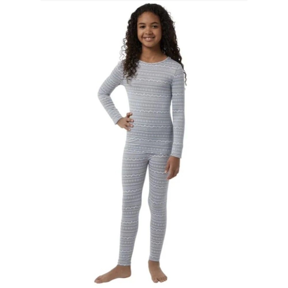 32 Degrees Heat Kids Small 6/7 Gray Thermal Set Long Sleeve Shirt Leggings New